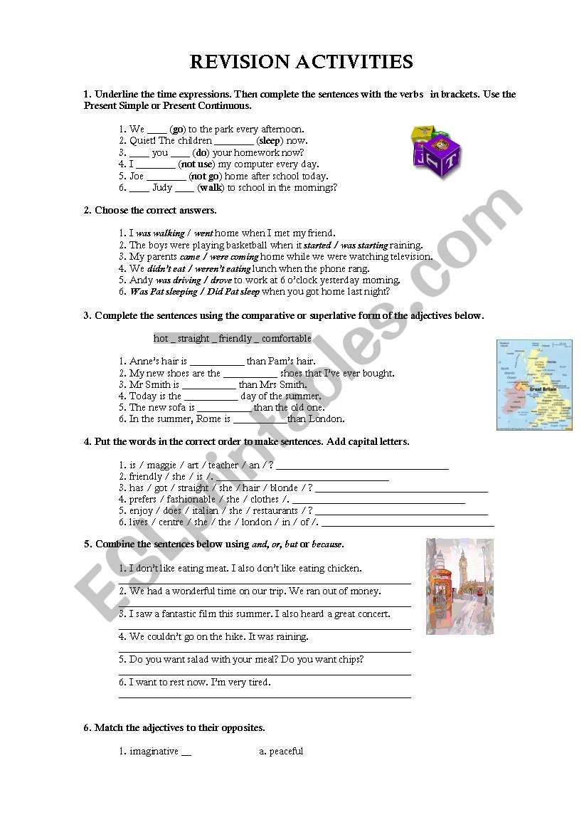 Grammar revision activities 1 worksheet