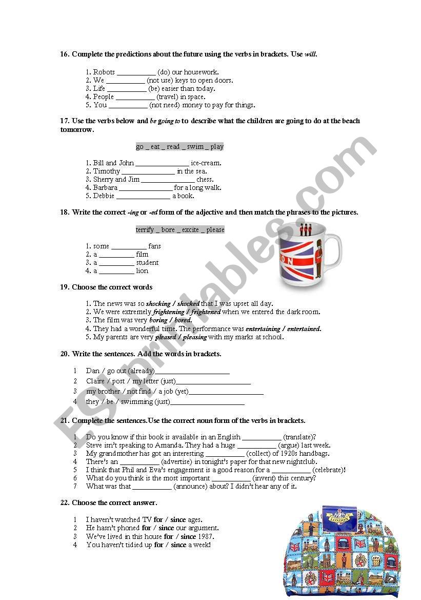 Grammar revision activites 2 worksheet