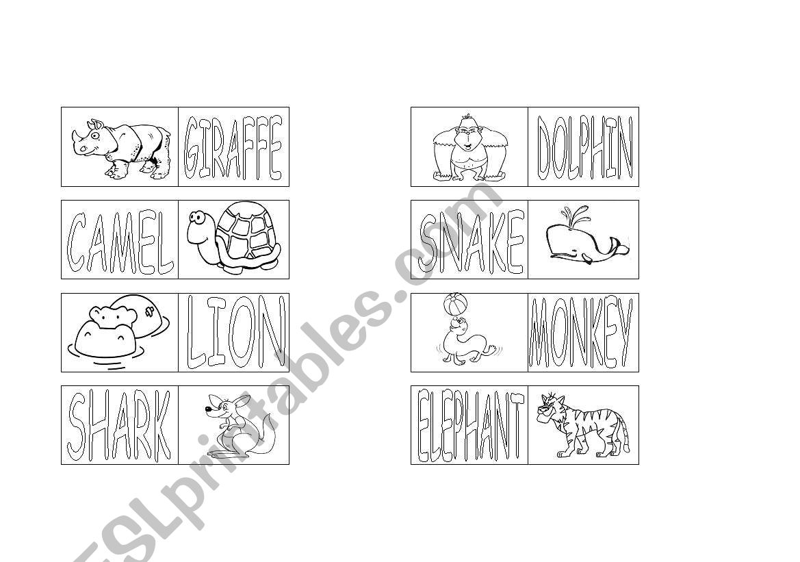 Zoo Animals Domino worksheet