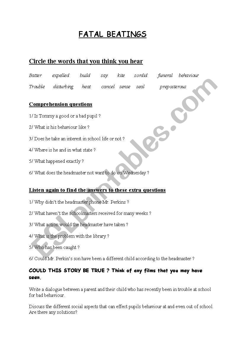 fatal beatings rowan atkinson worksheet