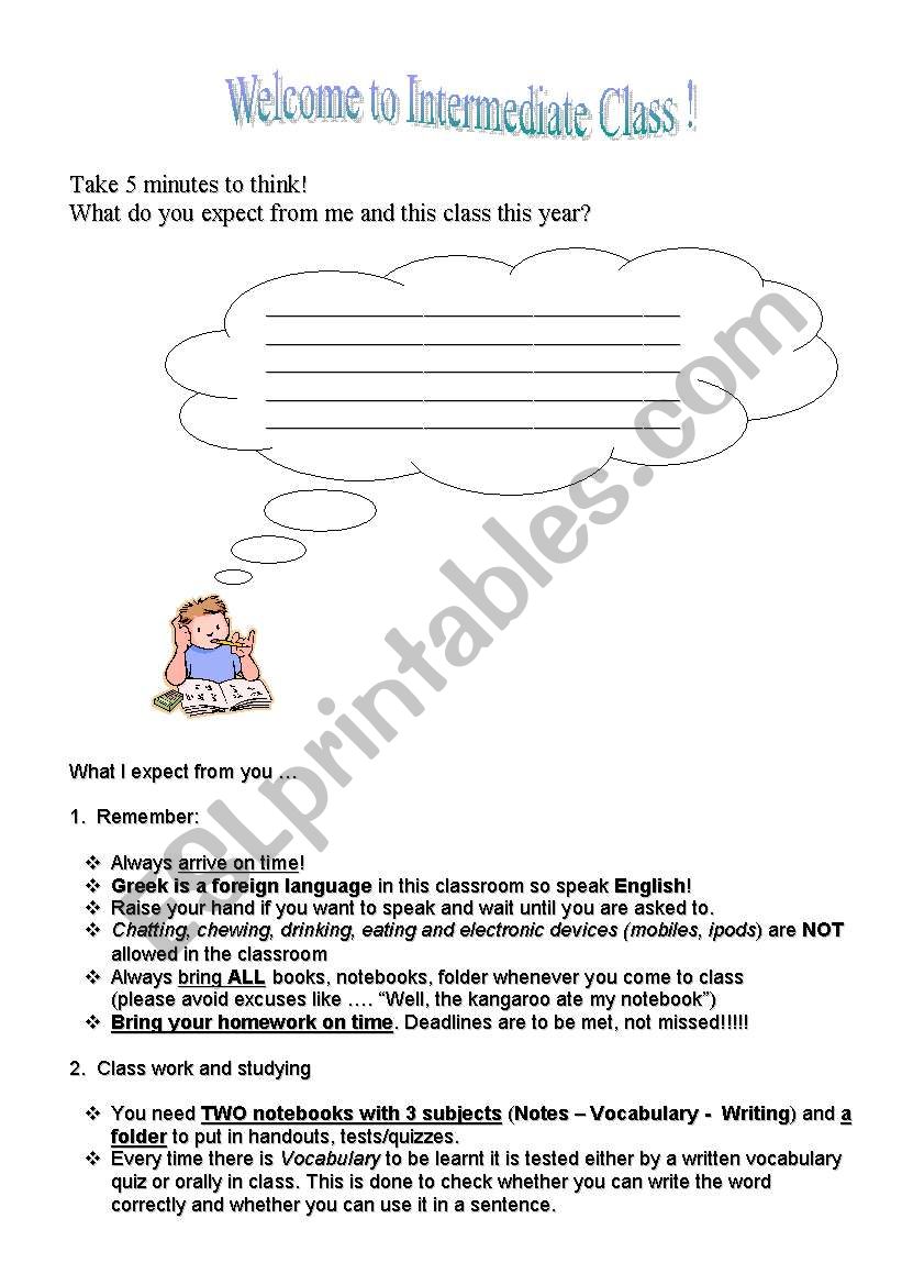 Classroom rules worksheet