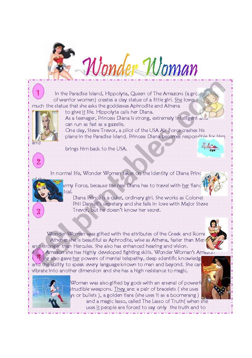 Wonder Woman worksheet