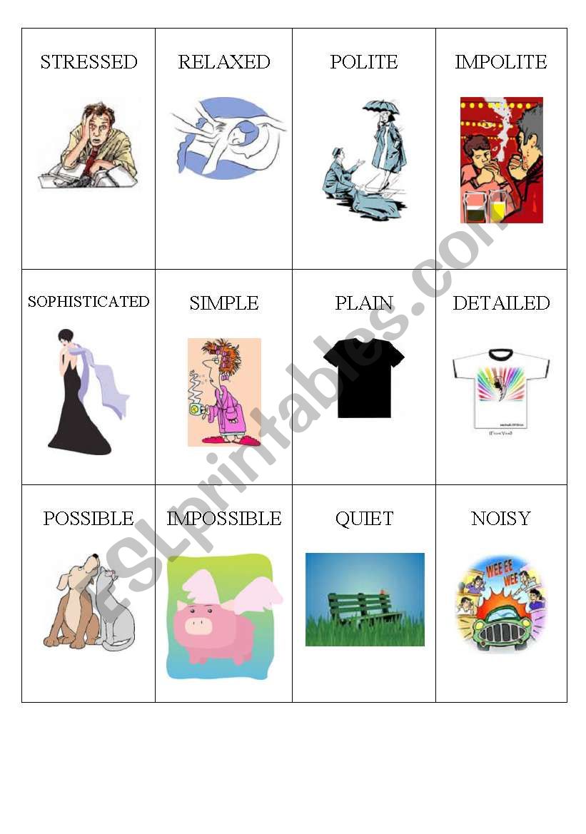 Memory Game Opposites 3 worksheet