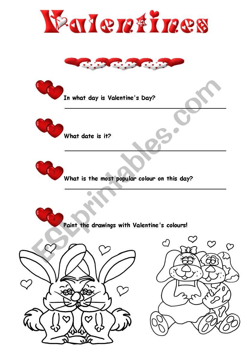 Valentines Day worksheet