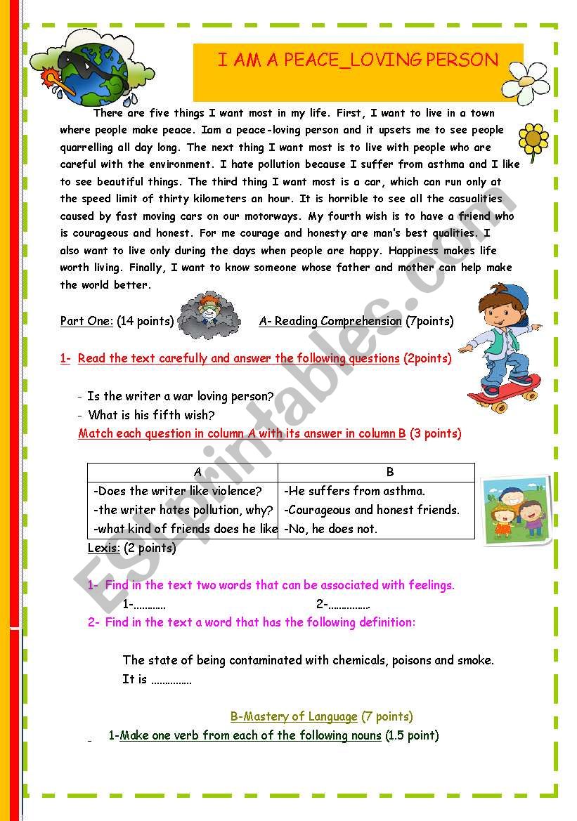 I AM A PEACE_LOVING PERSON worksheet
