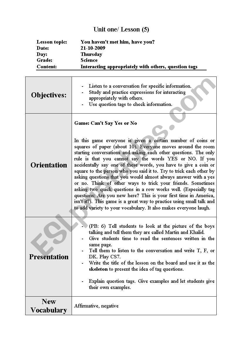 Question tags worksheet