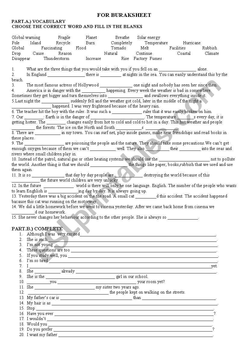 READING AND GRAMMAR REPETITION WORKSHEET