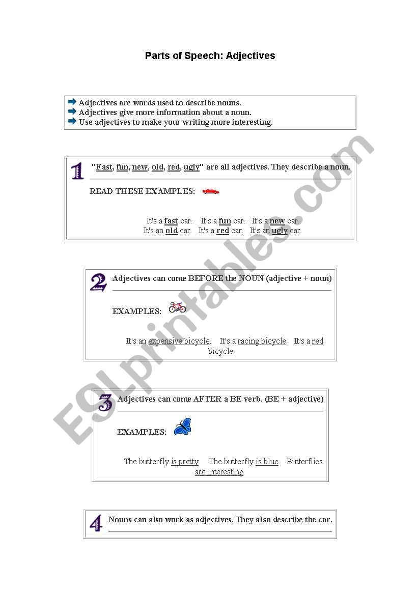 adjectives worksheet