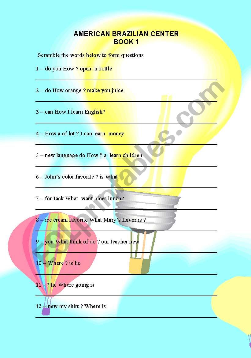 Scrambled Questions worksheet