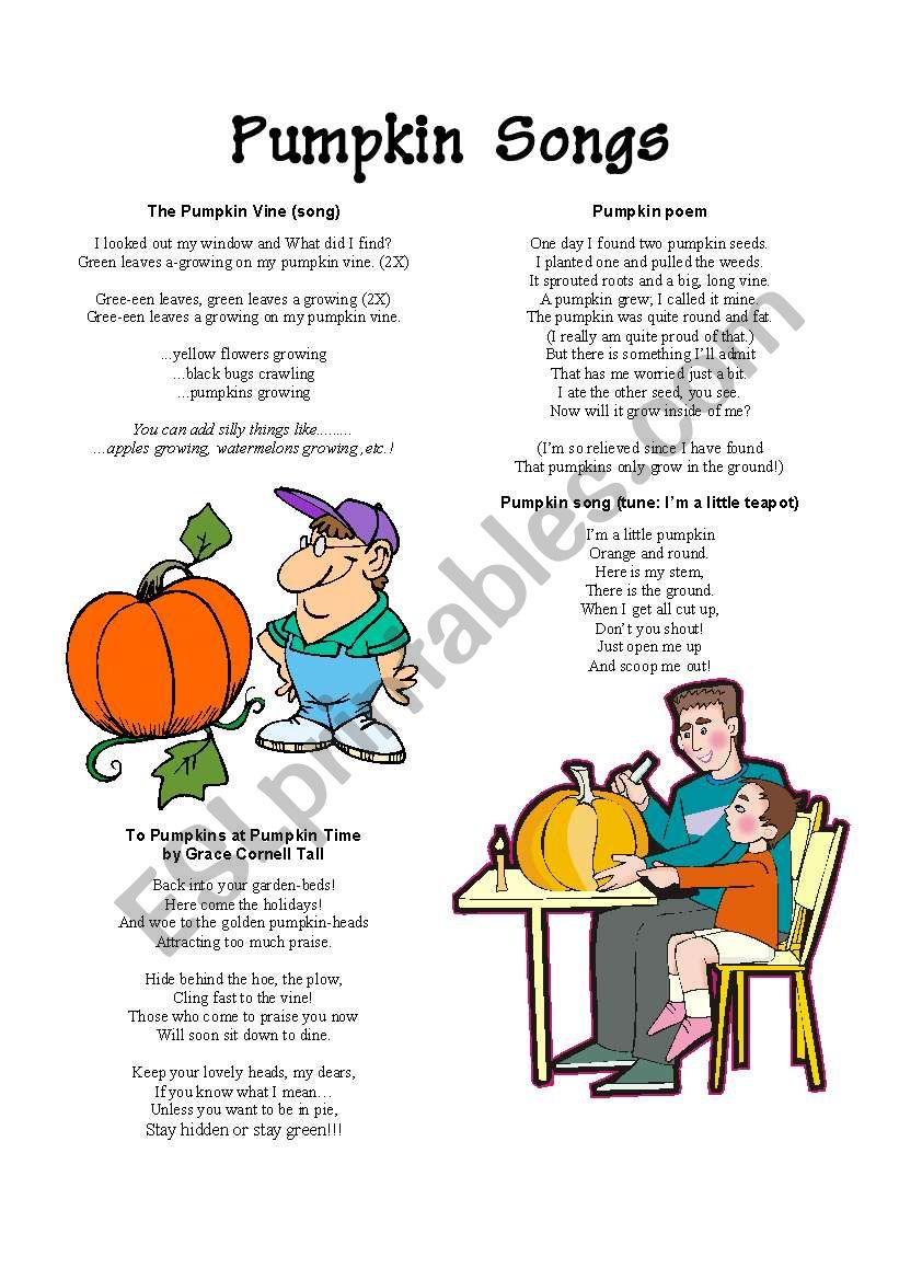 Pumpkin Songs worksheet