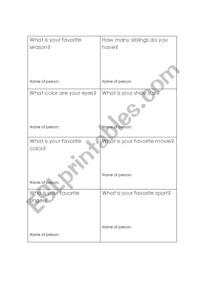 Ice-breaker  worksheet