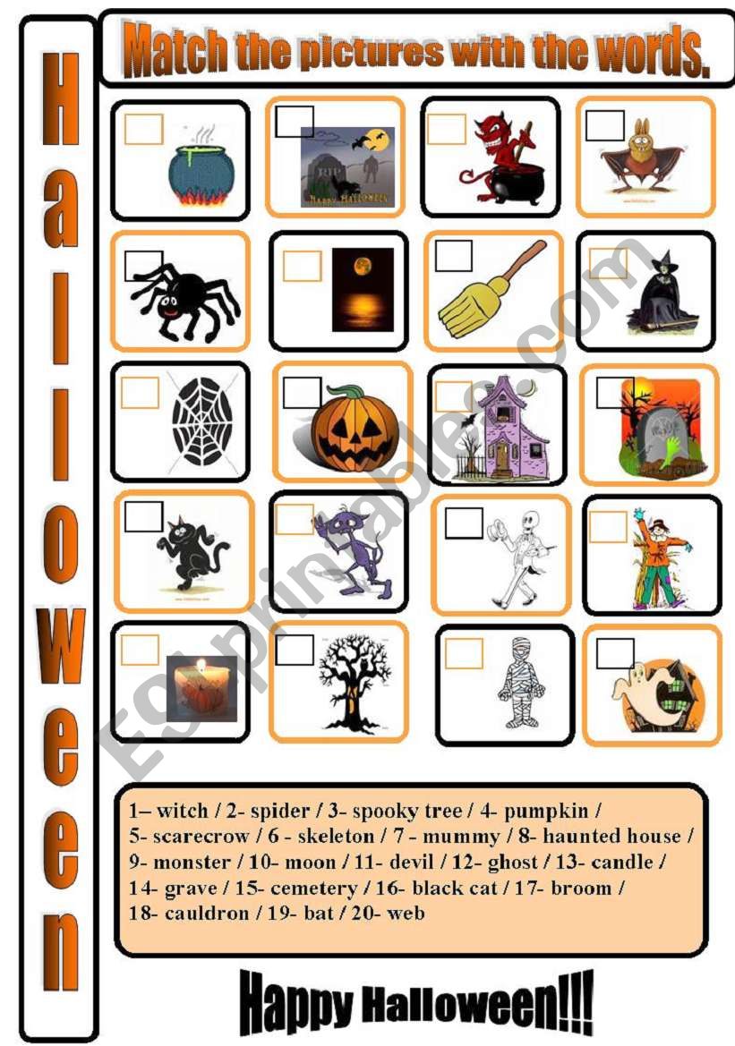 Halloween matching. worksheet