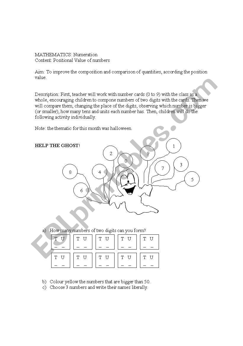 numeration in halloween worksheet