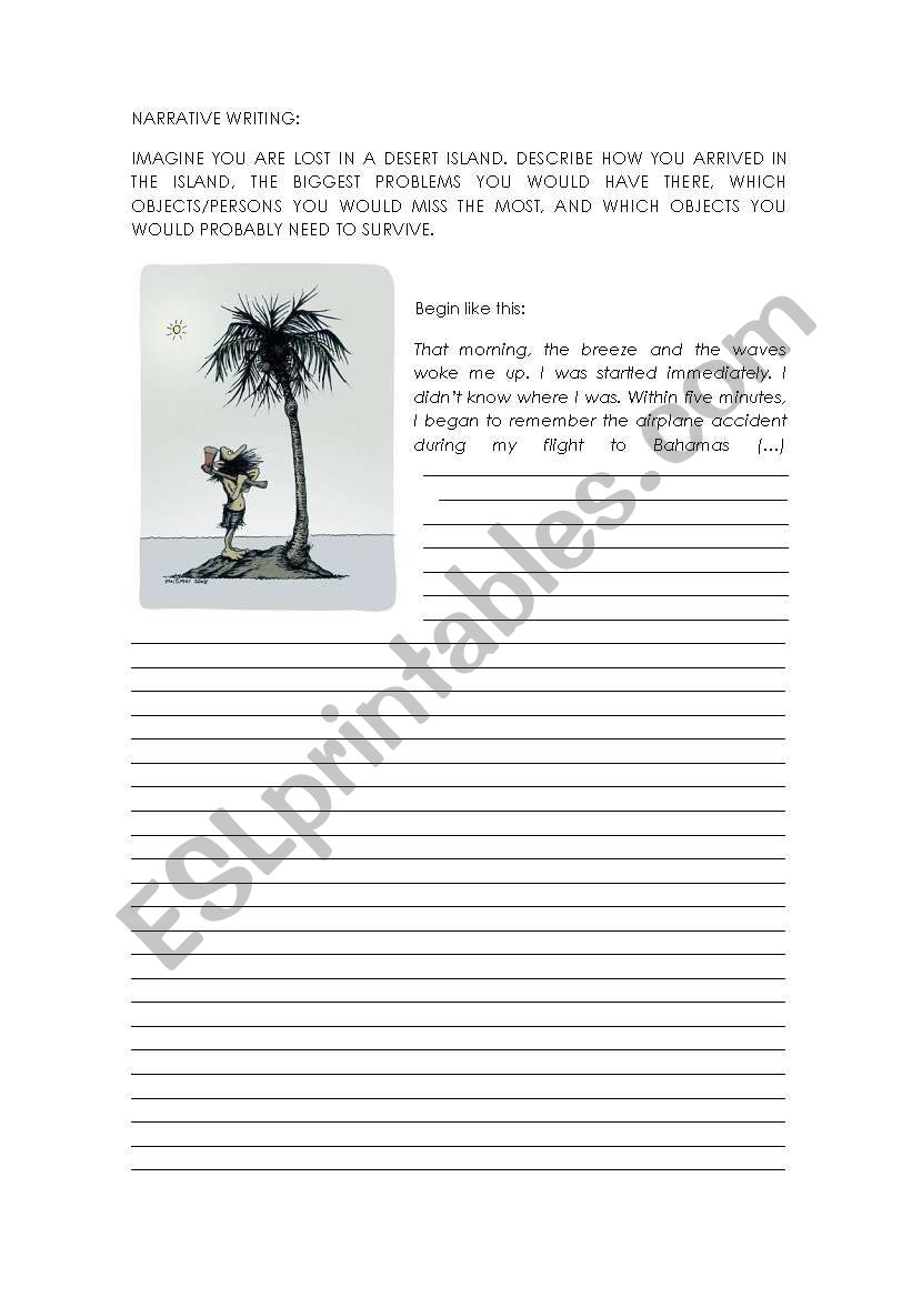 Narrative Writing: Cast Away worksheet