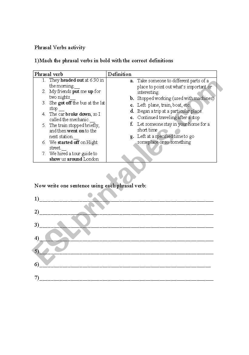 PHRASAL VERBS ACTIVITY worksheet