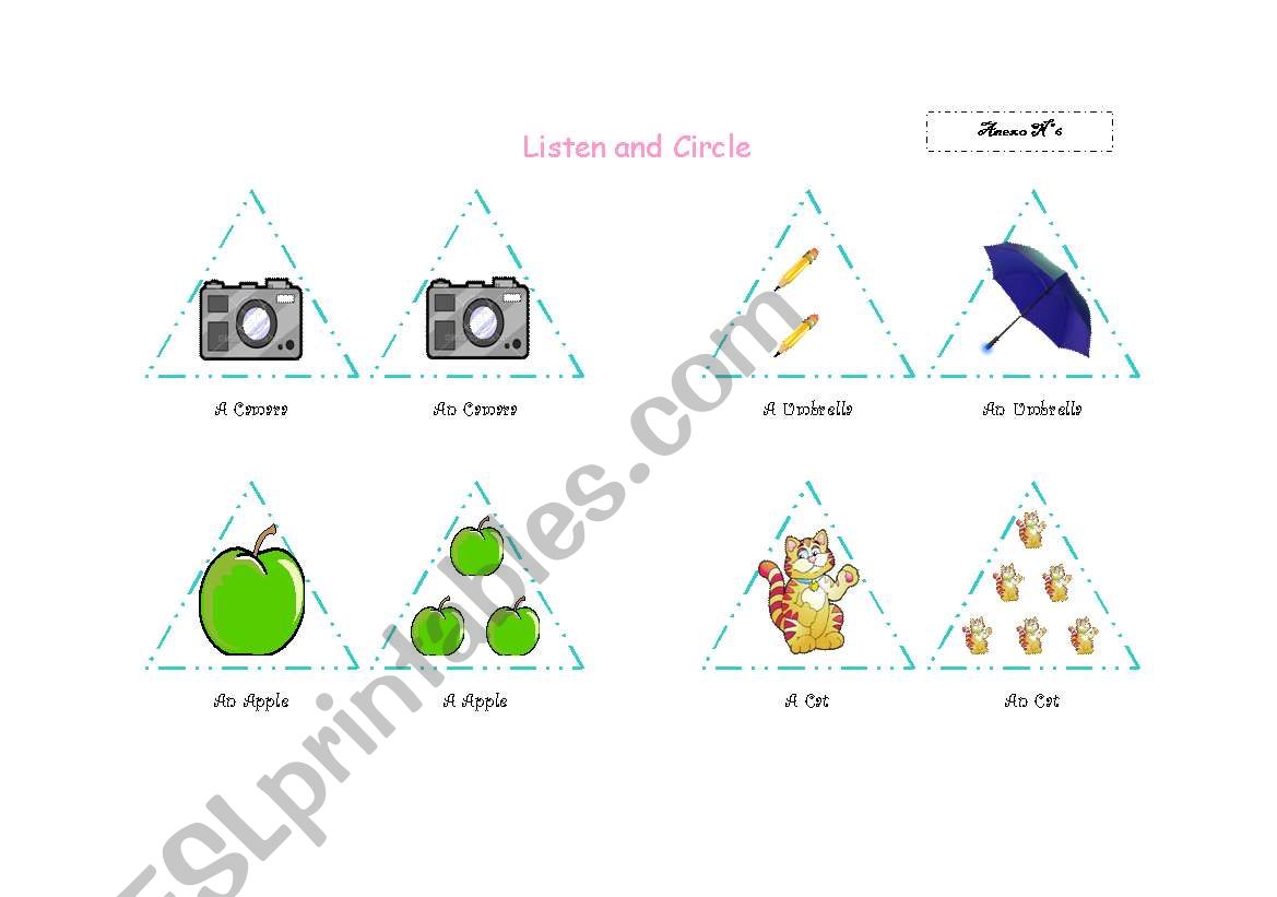 Indefinite articles worksheet