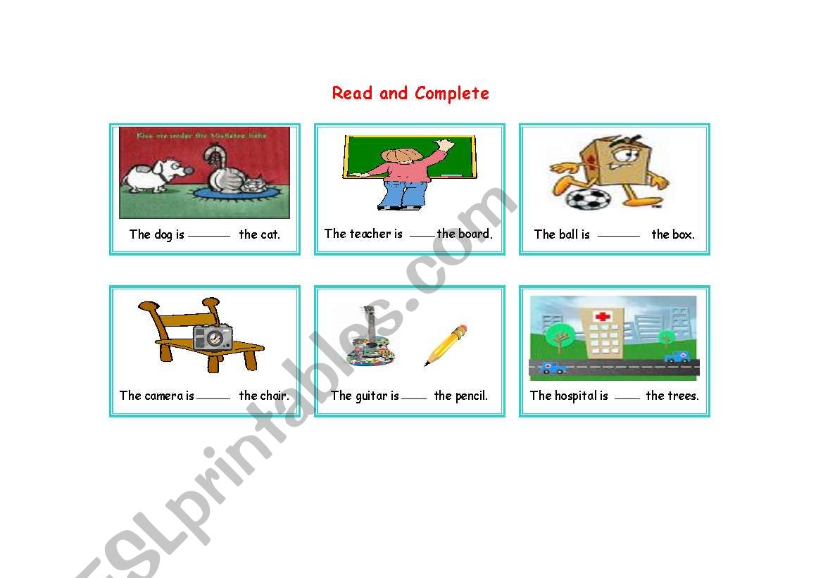 prepositions of place worksheet