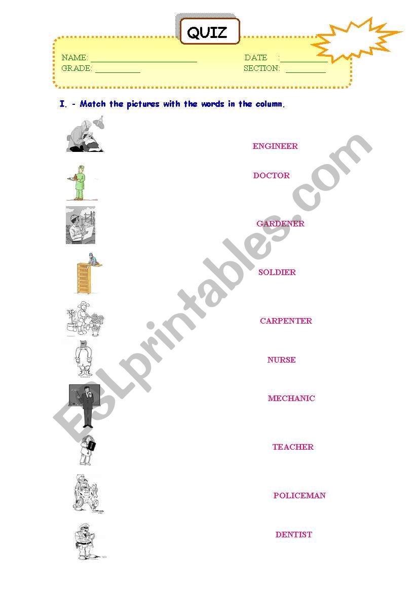 jobs worksheet