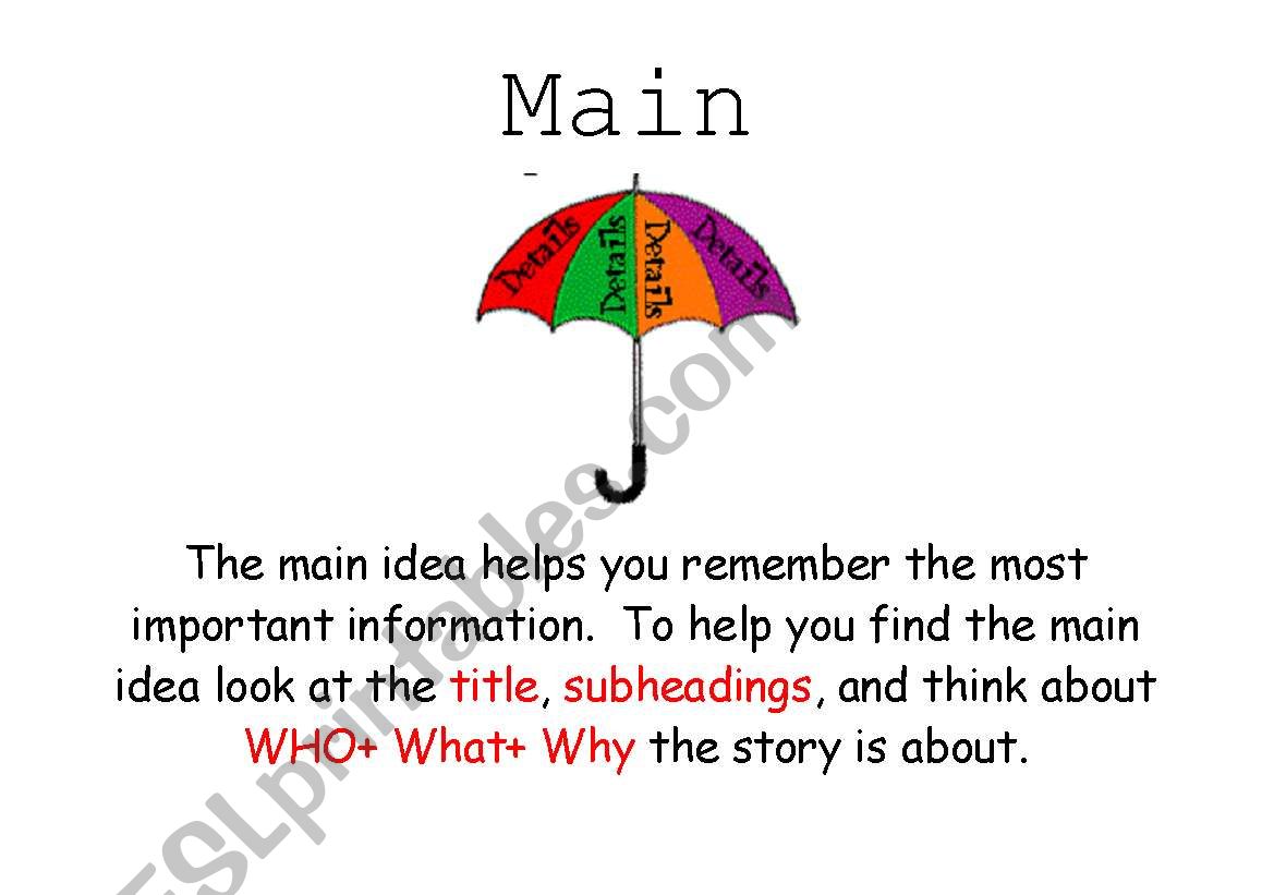 Main Idea Poster worksheet