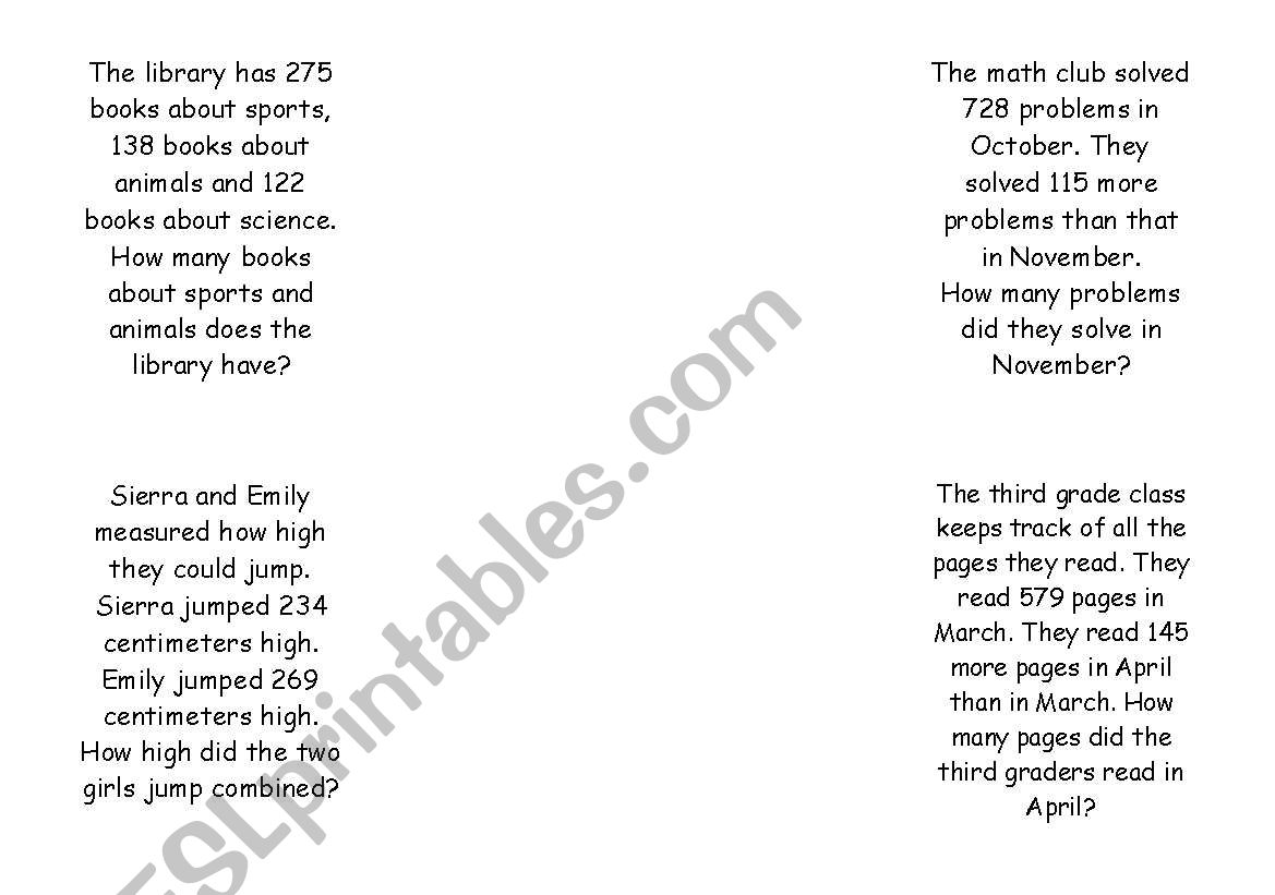 3 digit addition foldable worksheet