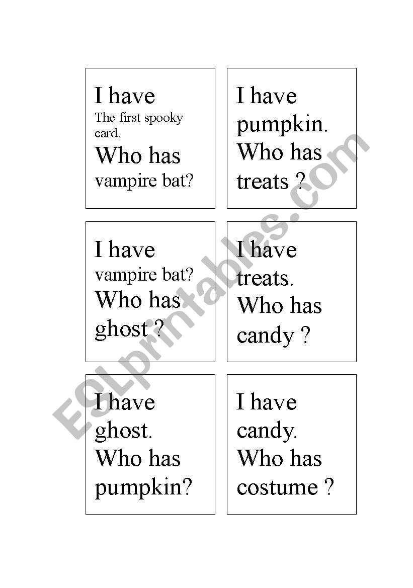 Halloween Vocabulary Game worksheet