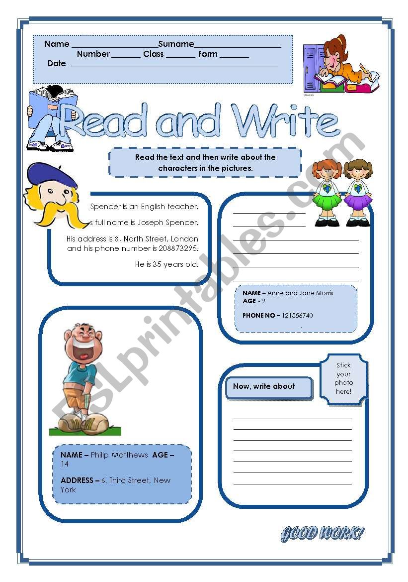 Read and Write worksheet