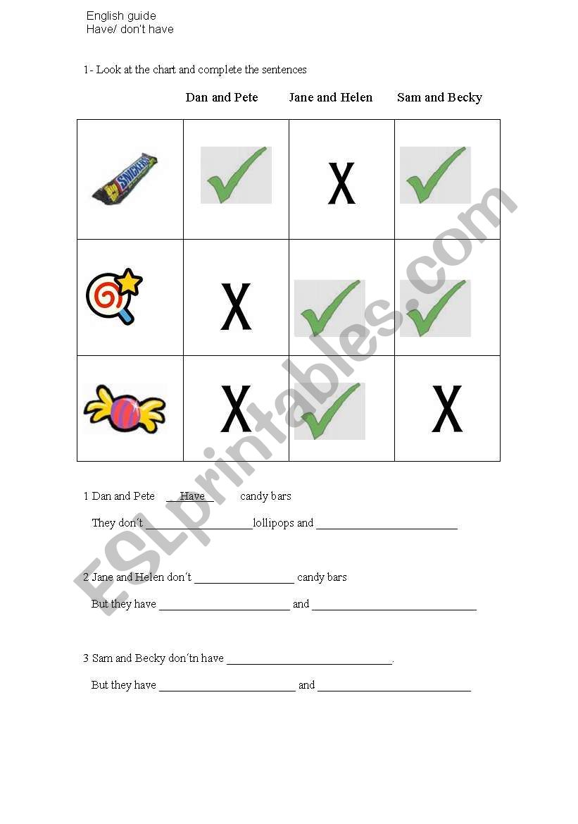 have -dont have worksheet