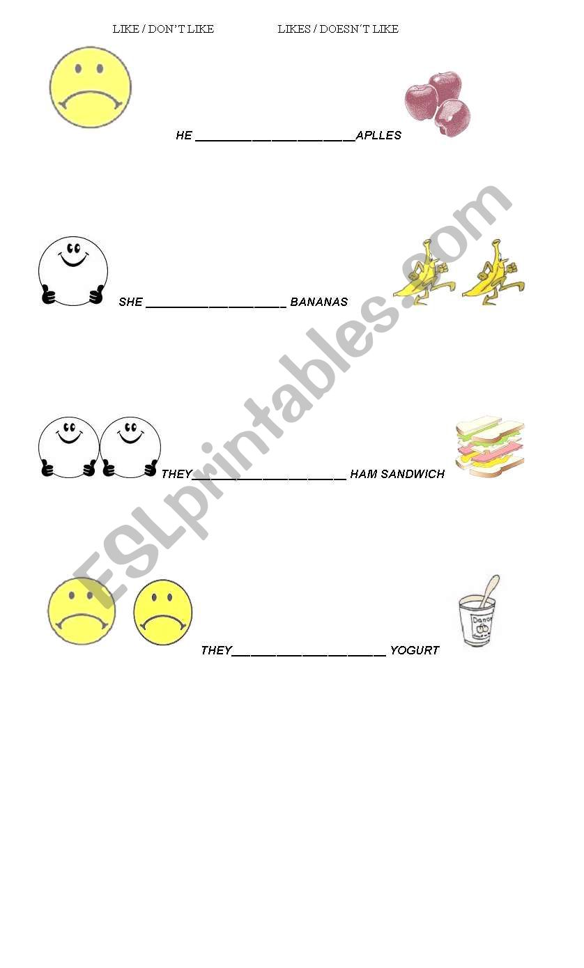 like -don´t like worksheet