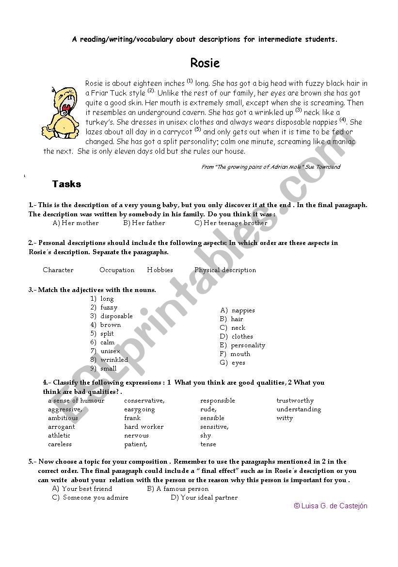 A reading- writing -vocabulary recycling activity for intermediate students from 