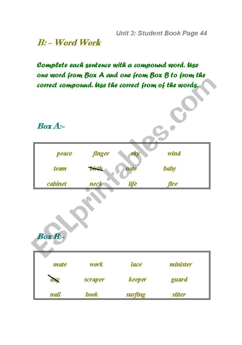 compound words worksheet