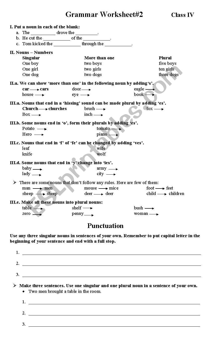 Nouns worksheet