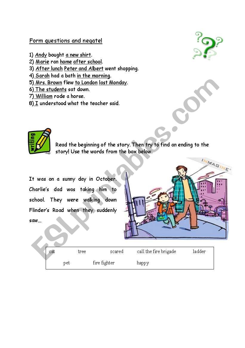 questions and negation/story writing (guided composition) 