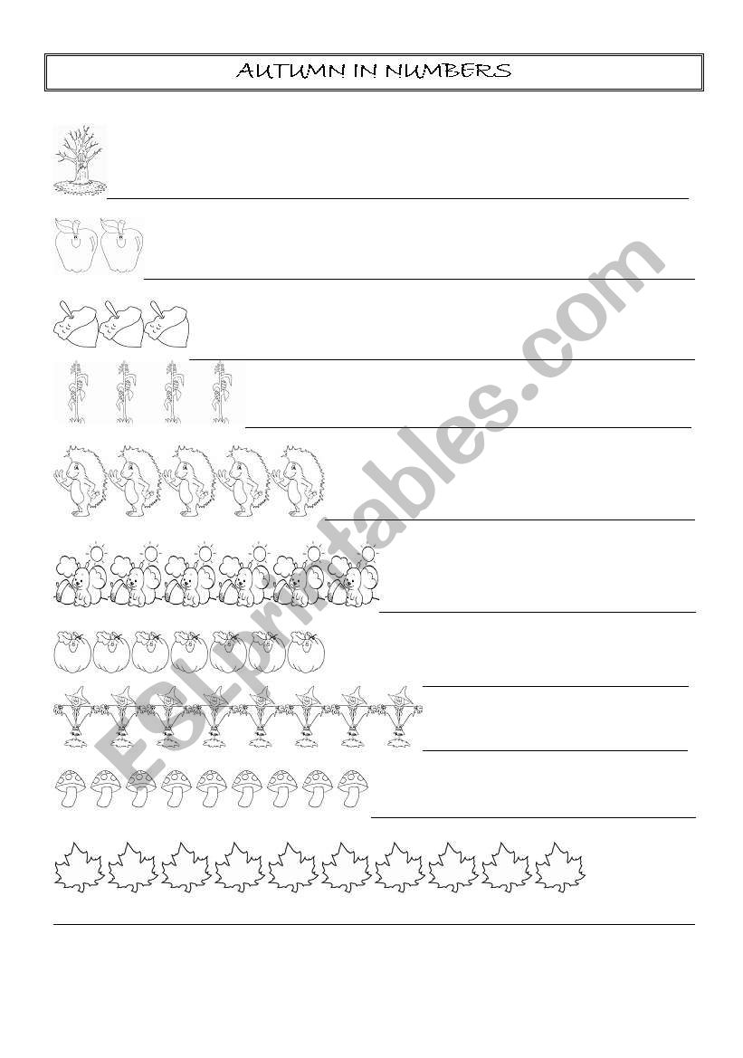 Autumn in numbers worksheet