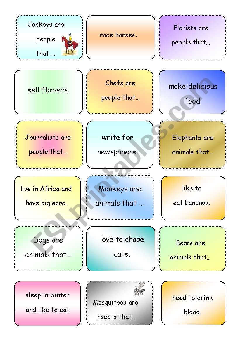 That Who Where clauses... worksheet