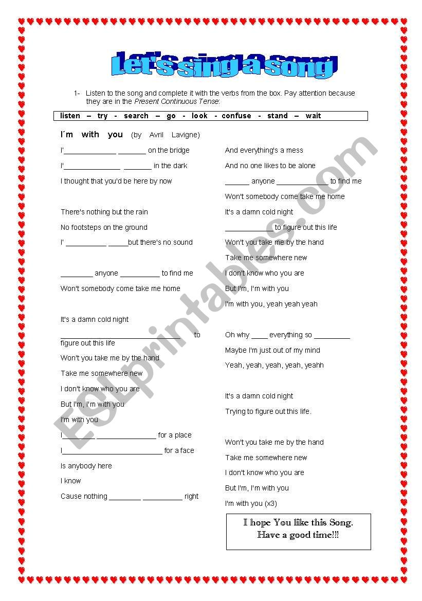 Lets sing a song worksheet