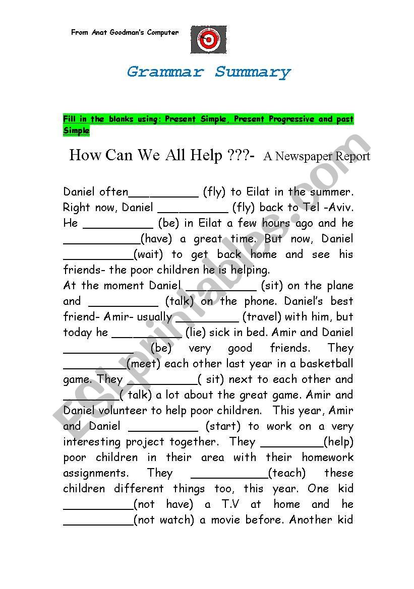 Grammar summary 8 PAGES worksheet