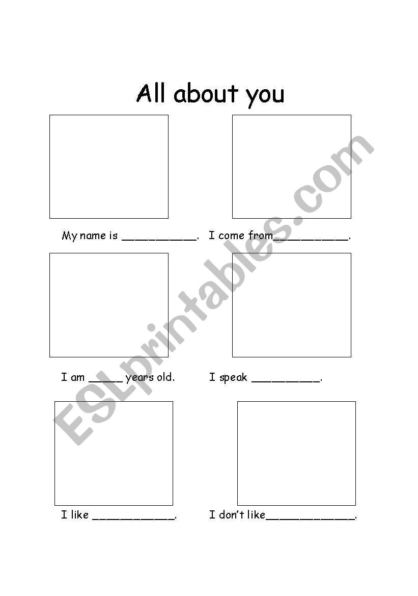 All about me worksheet