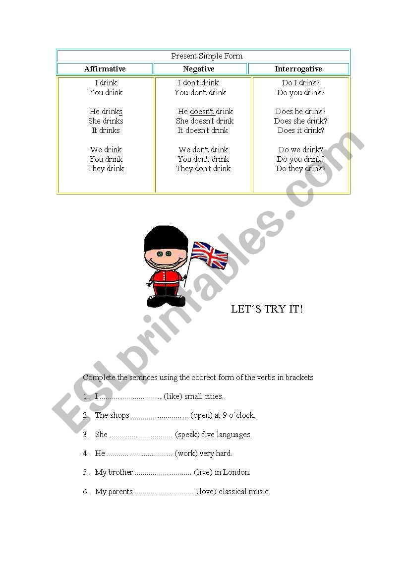 Present simple  worksheet