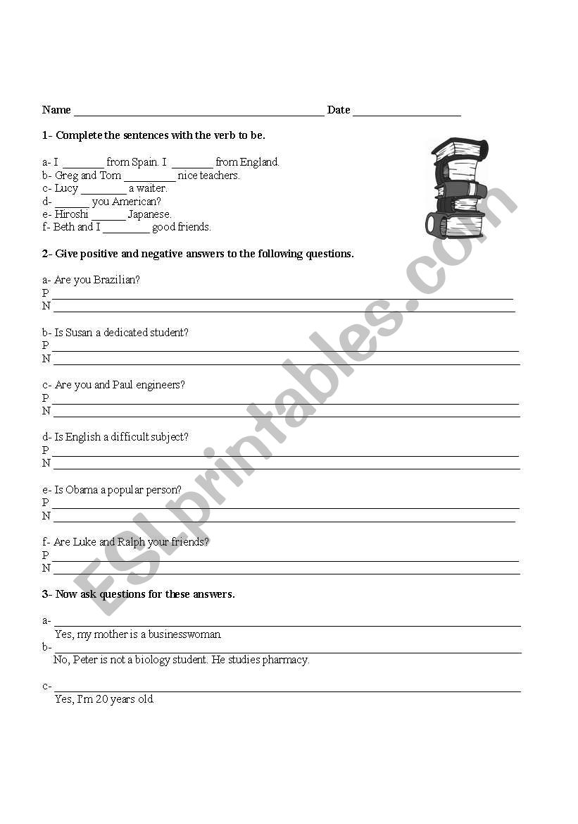 Verb to be worksheet