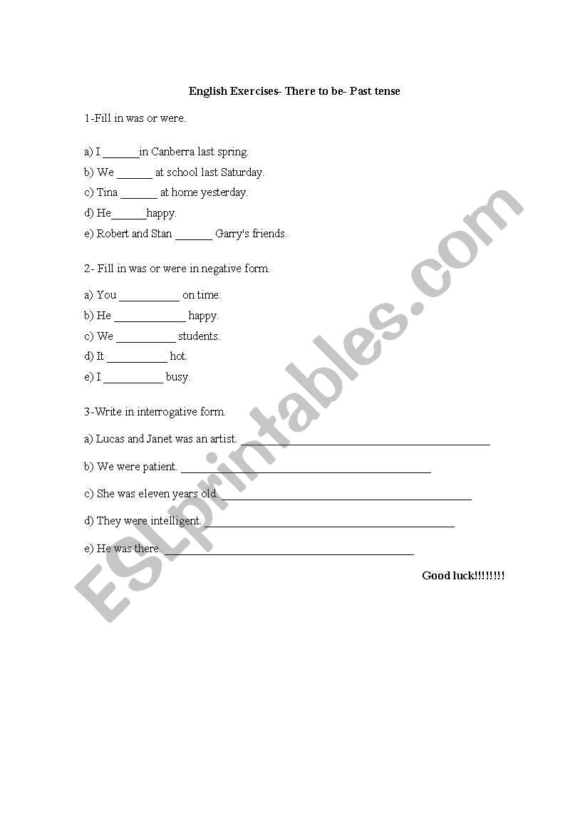 Verb To Be worksheet