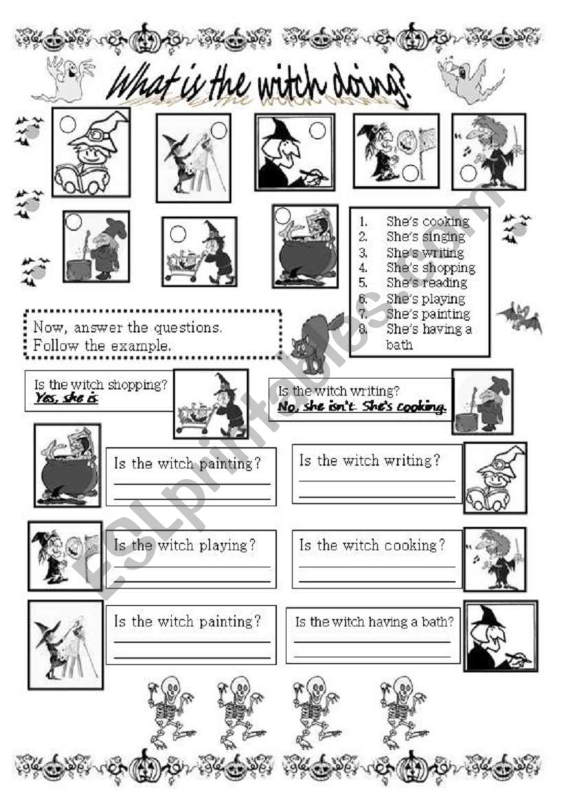 What is the witch doing? worksheet