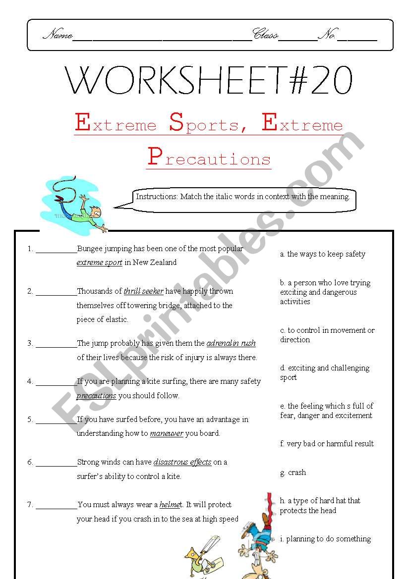 vocabulary sport worksheet