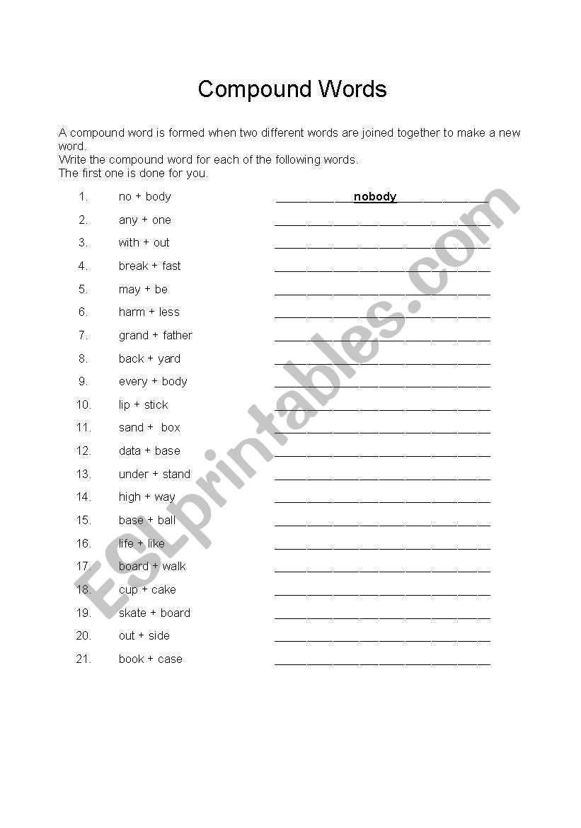 Compound Words worksheet