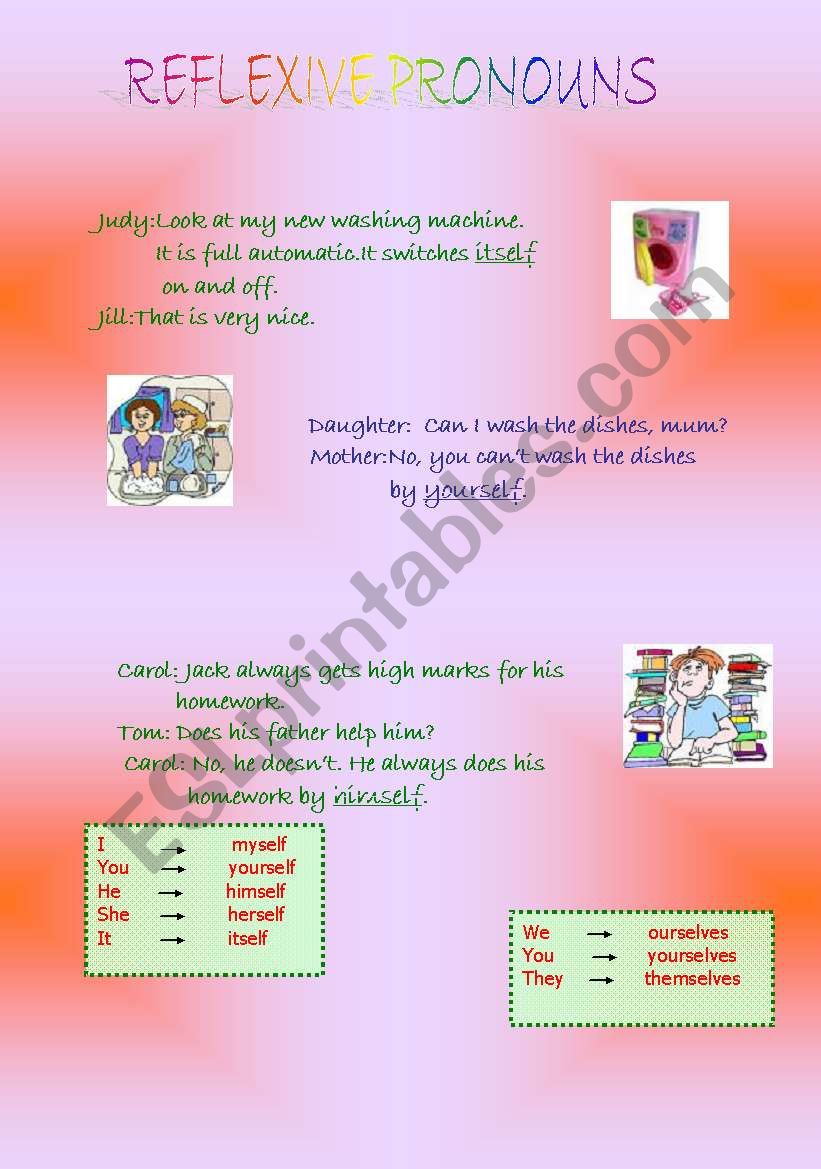 reflexive pronouns /   2 pages