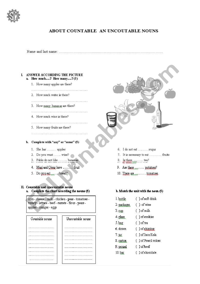 COUNTABLE AND UNCOUNTABLE NOUNS