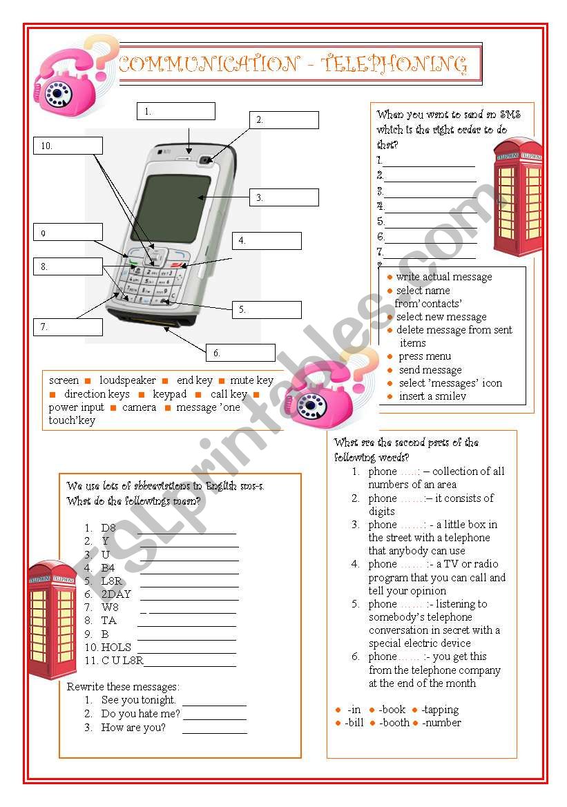 Communication - Telephoning worksheet