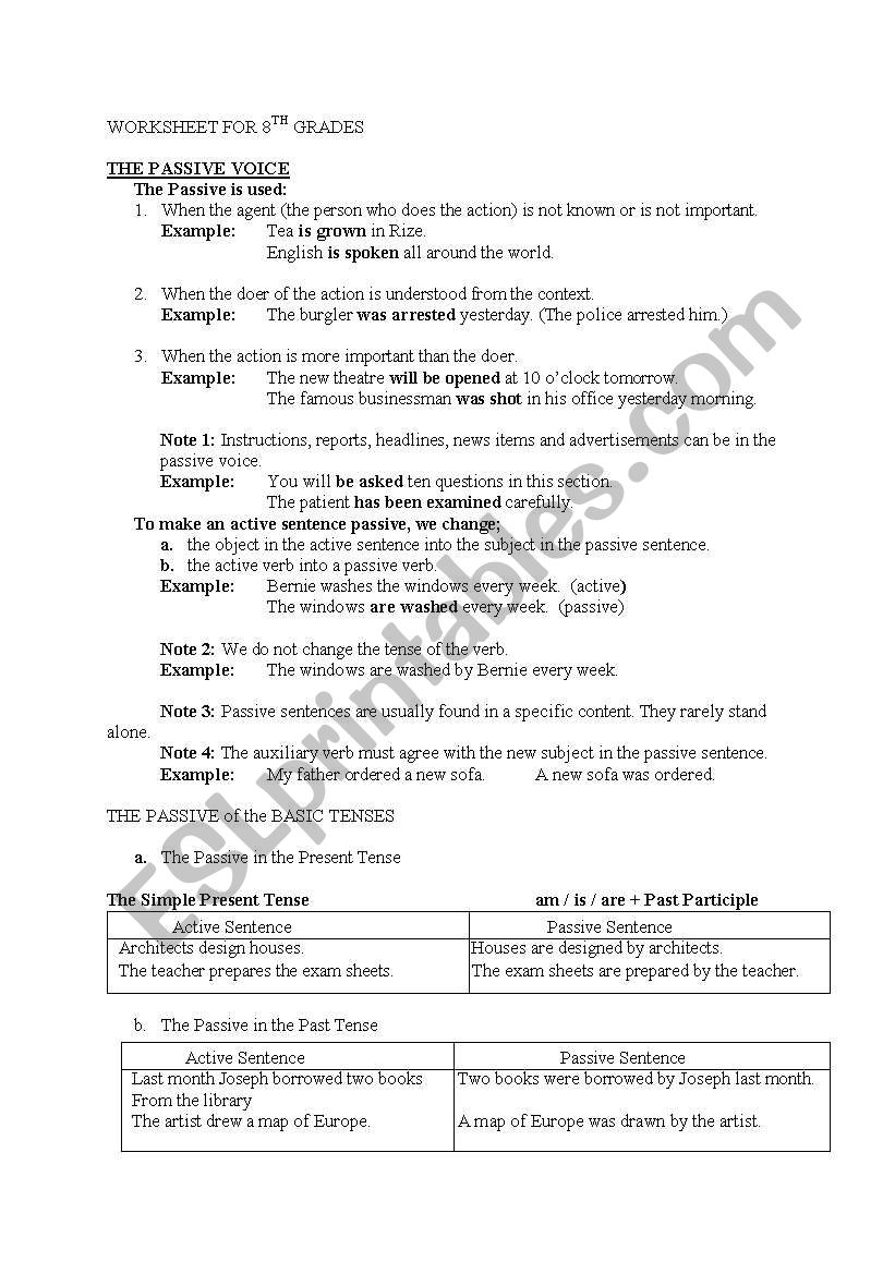 passive voice worksheet