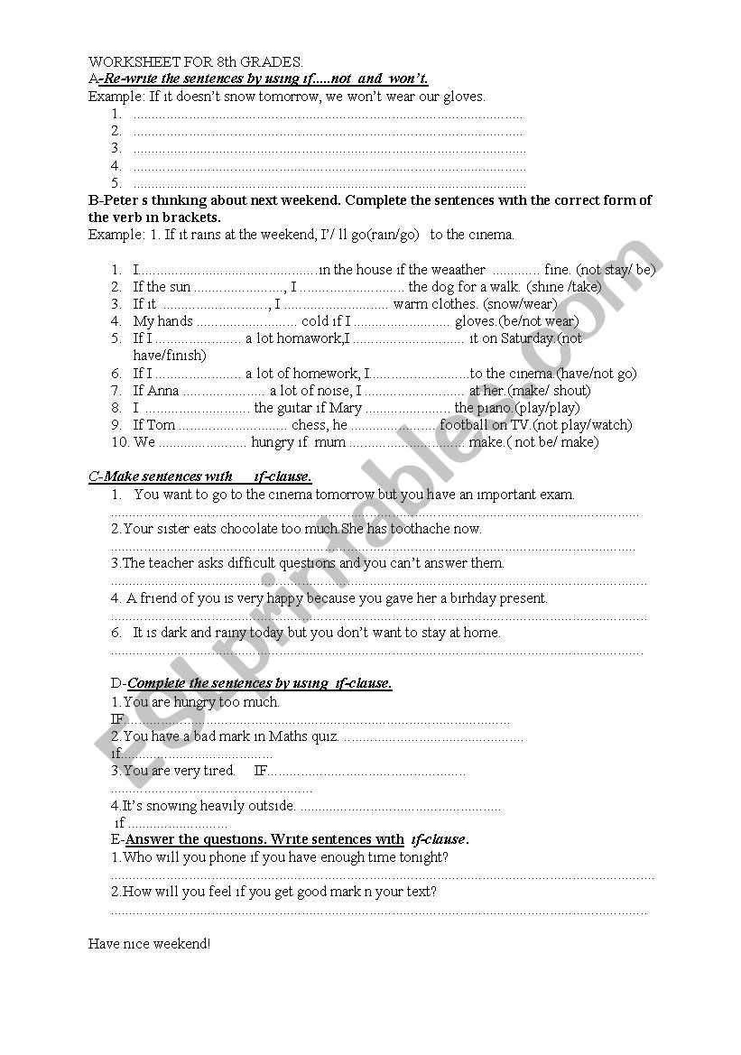 conditionals worksheet