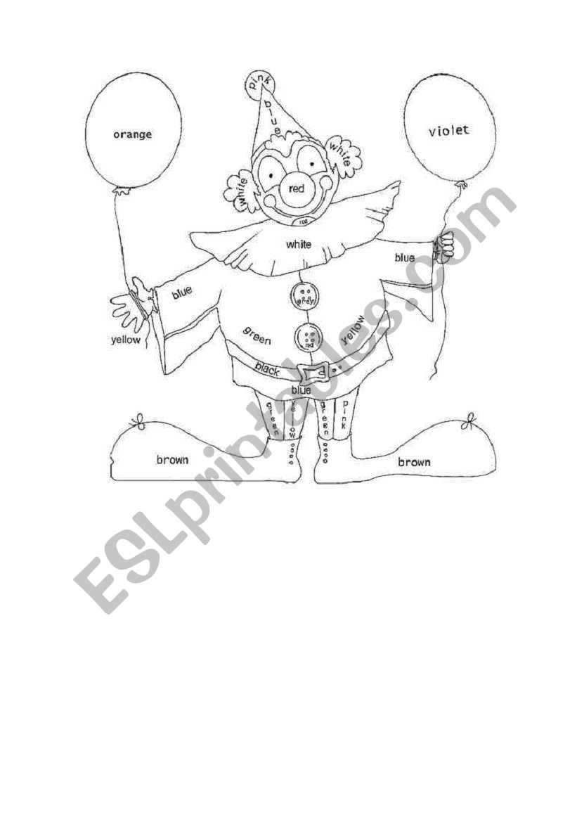 clourful clown worksheet