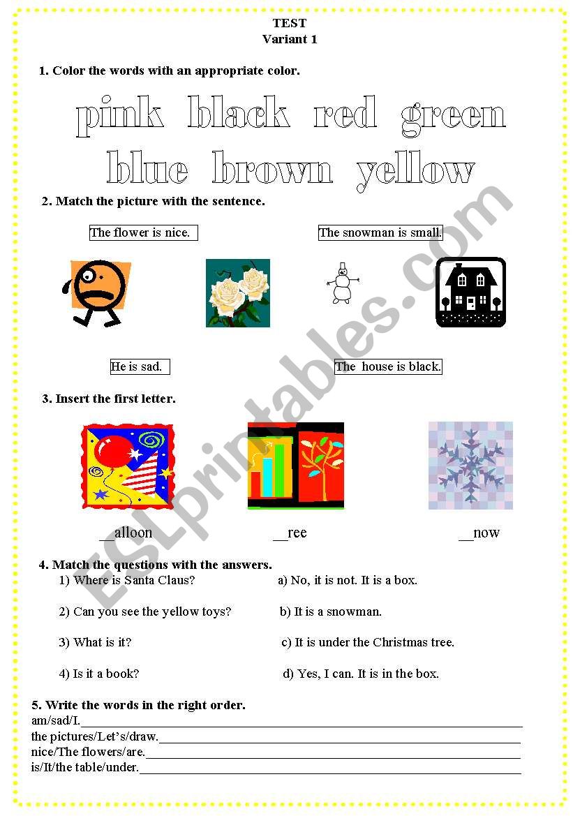 Revision for the primary students;colours, prepositions...